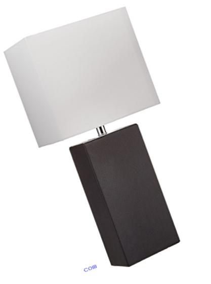 Elegant Designs LT1025-BLK Modern Genuine Leather Table Lamp, Black