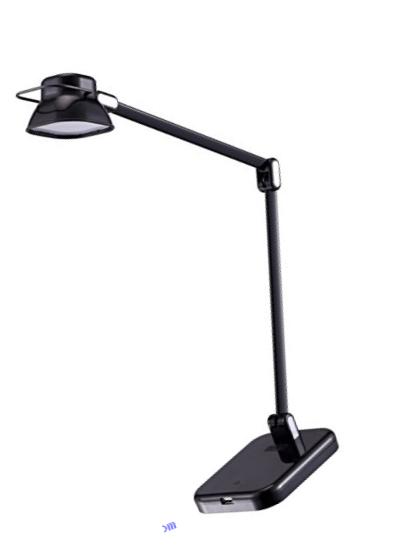 BLACK+DECKER PureOptics Elate Dual Arm 5W Flicker-Free Natural Daylight LED Desk Lamp with USB Charging Port, 2 Dimming Levels (263 Lumens), Black (LED5NOV-BLK)