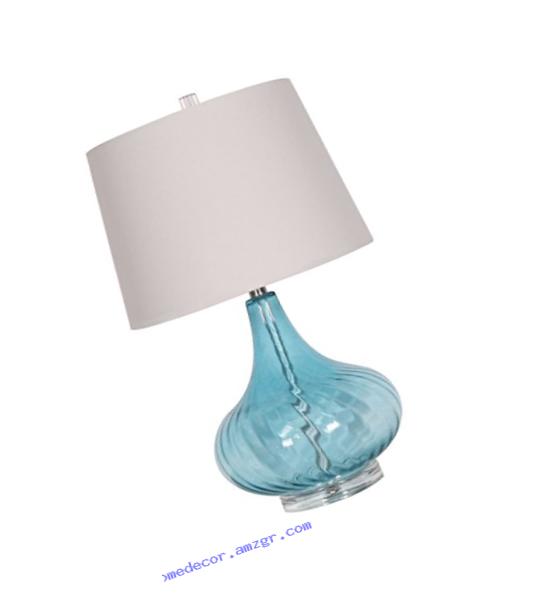 Elegant Designs LT3214-BLU Glass Table Lamp with Fabric Shade, Light Blue Glass Table Lamp with Fabric Shade, Light Blueblue