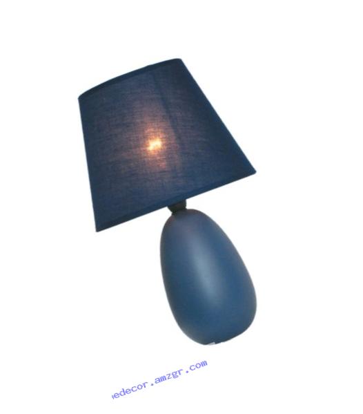 Simple Designs LT2009-BLU Mini Oval Egg Ceramic Table Lamp, Blue