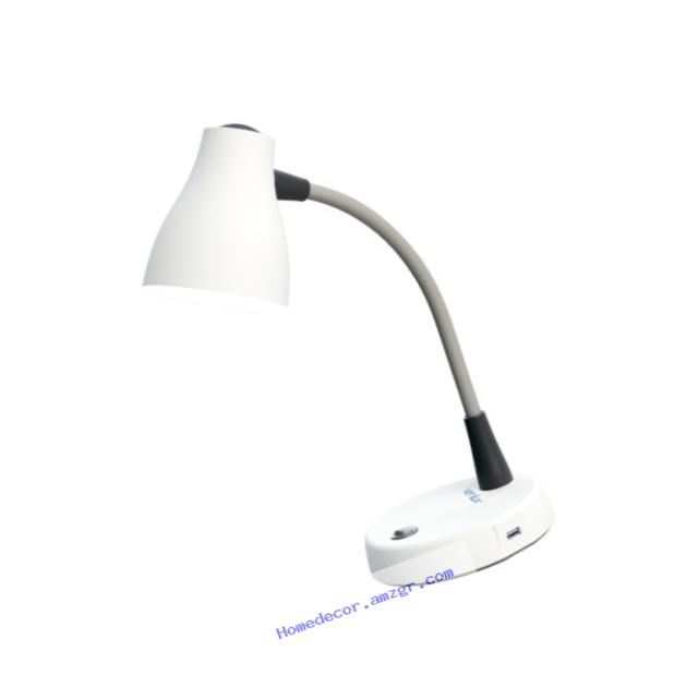 Verilux Tazza Natural Spectrum Desk Lamp, Adjustable EasyFlex Gooseneck, USB Charging Port, In-Base Outlet