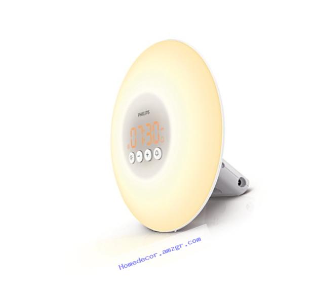 Philips Wake-Up Light Alarm Clock with Sunrise Simulation, White (HF3500/60)