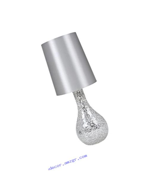 Urban Shop Mosaic Glass Lamp with Satin Shade, Silver