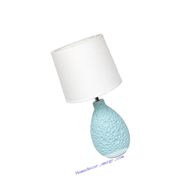 Simple Designs LT2003-BLU Texturized Stucco Ceramic Oval Table Lamp, Blue
