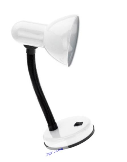 Simple Designs LD1003-WHT Basic Metal Desk Lamp with Flexible Hose Neck, White