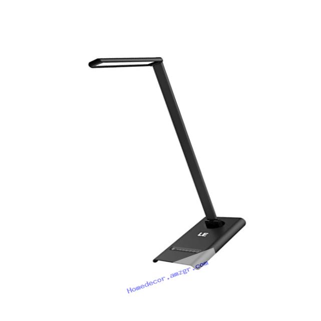LE Dimmable LED Desk Lamp, 7 Brightness Levels, Eye Protection Design Reading Lamp, Touch Sensitive Control, 6W Folding Table Lamp, Daylight White, Bedroom Lamp, Black