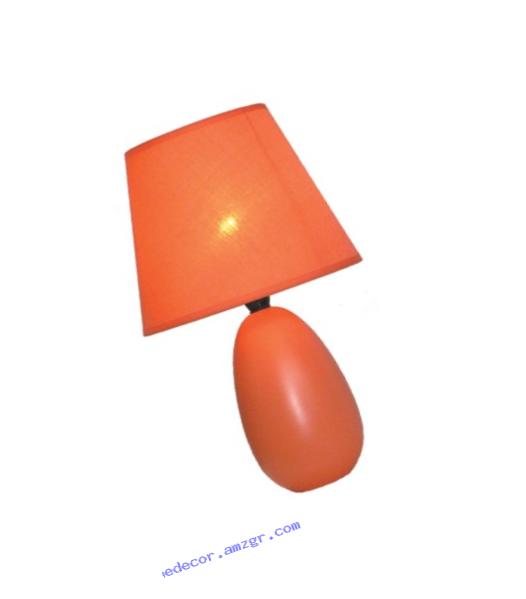 Simple Designs LT2009-ORG Mini Oval Egg Ceramic Table Lamp, Orange