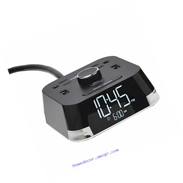 Brandstand BPECT CubieTime Alarm Clock Charger w/2 USB Ports and 2 Outlets Charging Station