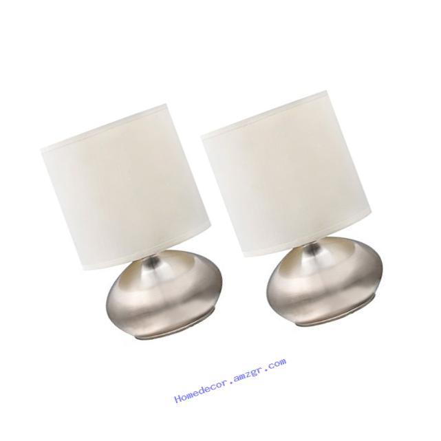 Catalina 18581-000 9.25 inch 4-Way Touch, Metal Accent Lamps with Faux Silk Drum Shades, 2-Pack