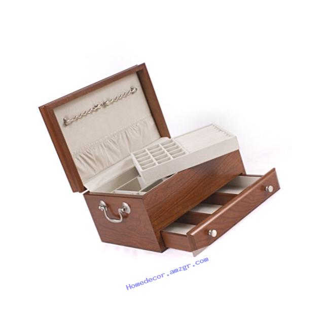American Chest #J11C CONTESSA 1-Drawer Solid Cherry Jewel Chest with Lift-Out Tray; MADE in USA