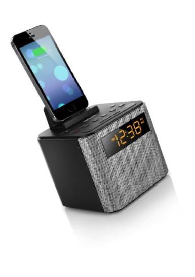 Philips AJT3300/37 Bluetooth Dual Alarm Clock Radio iPhone/Android Speaker Dock Speakerphone Microphone (Black)