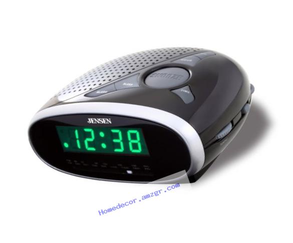 Jensen JCR175 AM/FM Alarm Clock Radio with 0.9-Inch Green LED Display