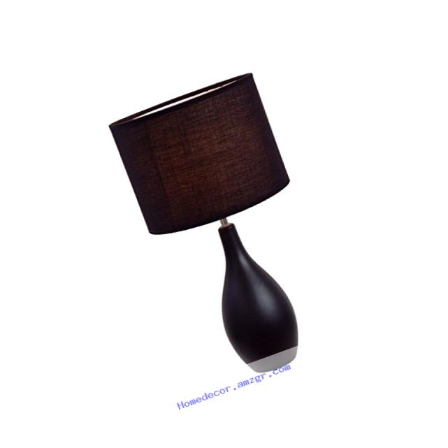Simple Designs LT2002-BLK Oval Bowling Pin Base Ceramic Table Lamp, Black
