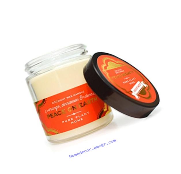 Pure Plant Orange, cinnamon + clove Peace on Earth coconut wax candle