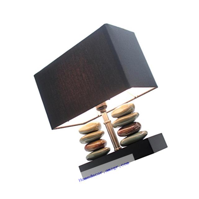 Elegant Designs LT1036-BLK Rectangular Dual Stacked Stone Ceramic Table Lamp, Black