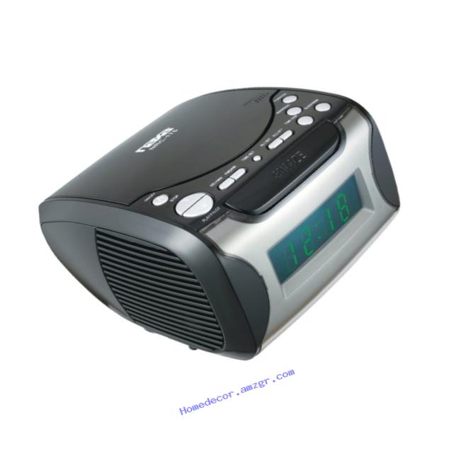 NAXA Electronics NRC-175 Digital Alarm Clock Tuning AM/FM Radio and CD Player - Black Lacquer