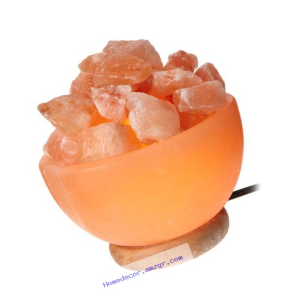 WBM Himalayan Glow Hand Carved bowl  Natural Crystal Himalayan Salt Lamp With Crystal Chunks,  Genuine Neem Wood Base, Bulb And Dimmer Control