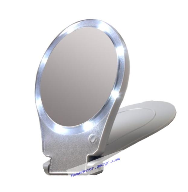 Floxite LED Lighted Travel and Home 10x Magnifying Mirror