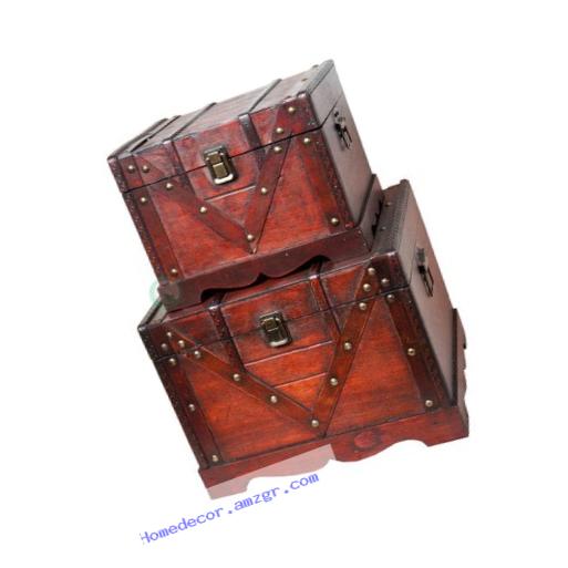 Vintiquewise(TM) Old Style Treasure Chest/Box, Set of 2