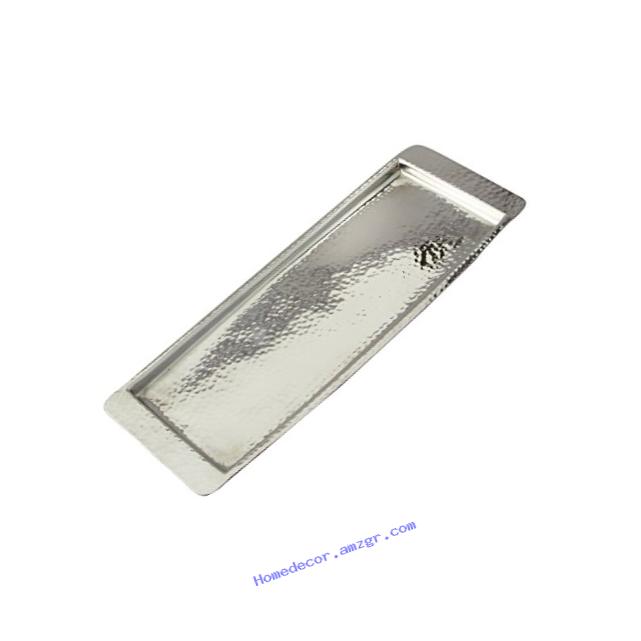 Elegance Stainless Steel Hammered Rectangular Tray, Small, 13.75 by 4.5-Inch, Silver