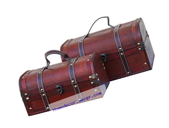 Vintiquewise(TM) Decorative Treasure Box Wooden Trunk/Chest, Set of 2