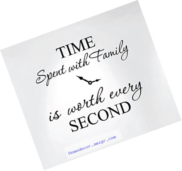 Innovative Stencils 1249 black Time Spent with Family is Worth Every Second Home Wall Decal Sticker Clock
