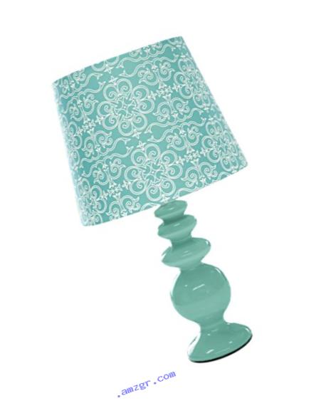 Porcelain Lamp with Paris Lamp Shade, Aqua