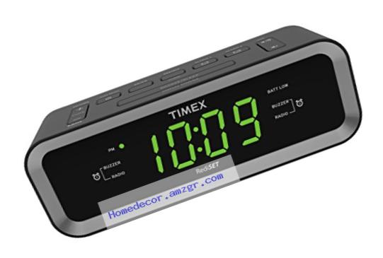 Timex T236BQX FM Dual Alarm Clock Radio with USB Charge Port – Black