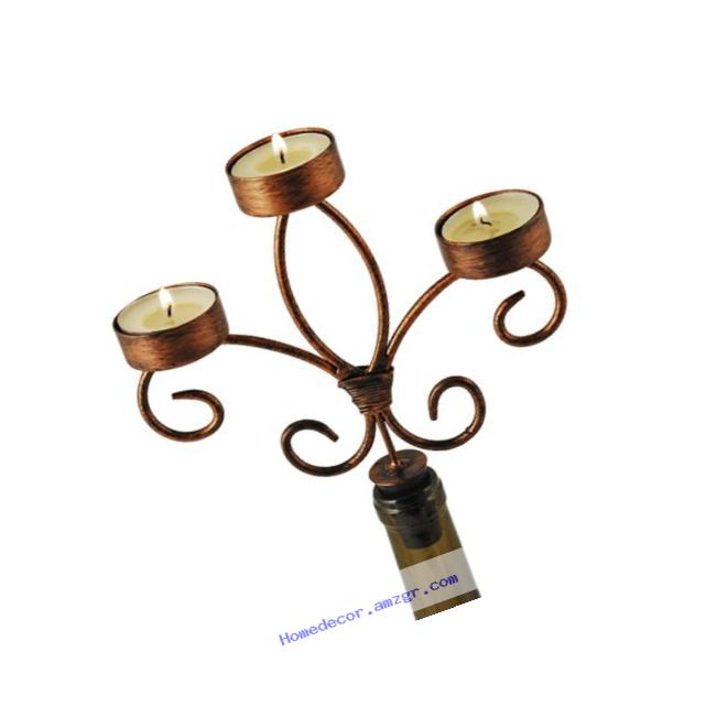 Chateau Distressed Metal Finish Wine Bottle Candelabra by Twine