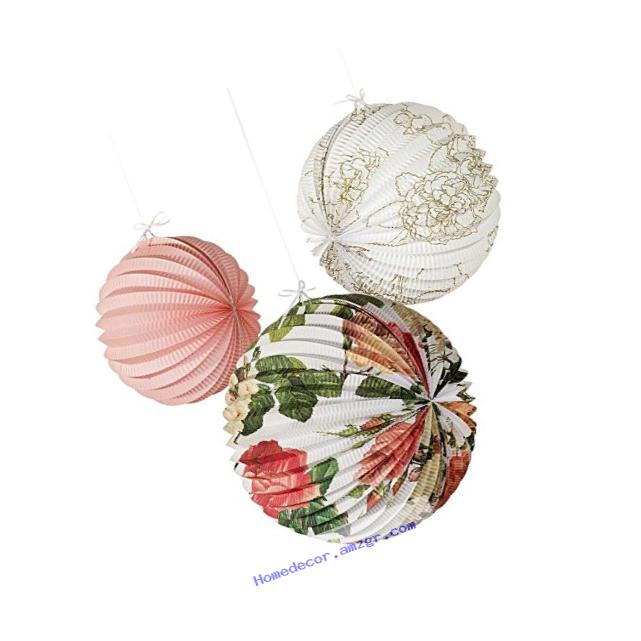 Talking Tables Blossom & Brogues Floral Paper Lanterns for a Tea Party, Wedding or Birthday, Multicolor (3 Pack)