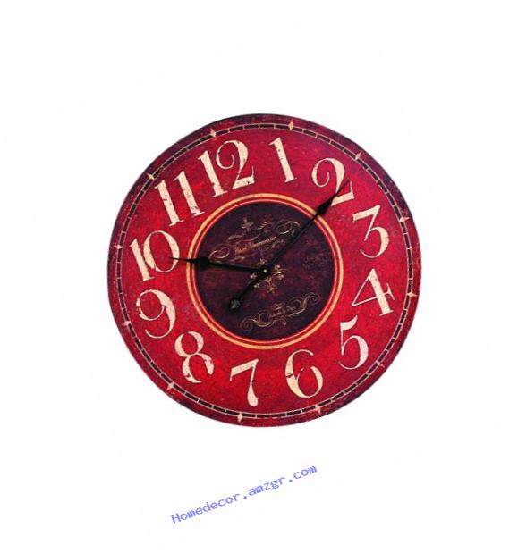 Creative Co-op Wooden Wall Clock, Red