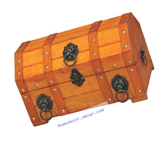 Vintiquewise(TM) Pirate Treasure Chest/Box with Lion Rings