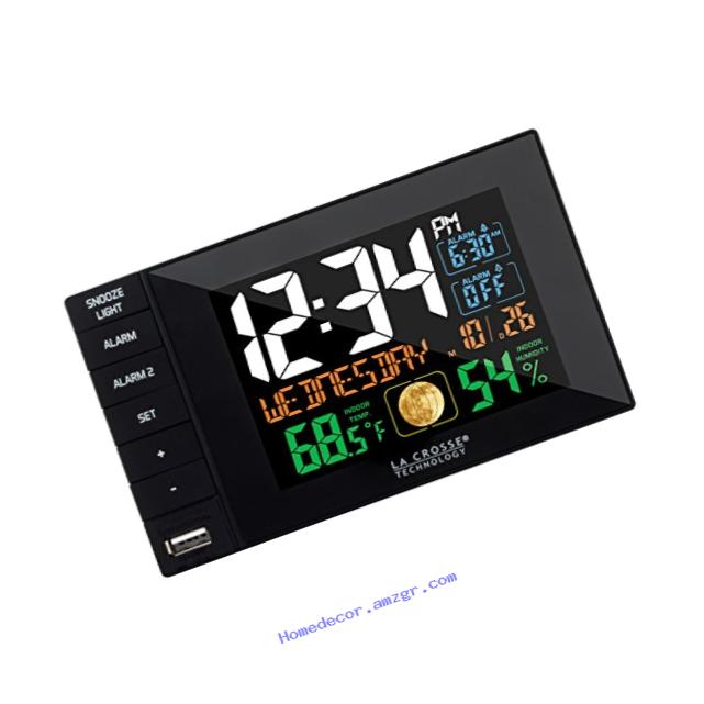 La Crosse Technology C87207 Color Dual Alarm Clock with USB Charging Port