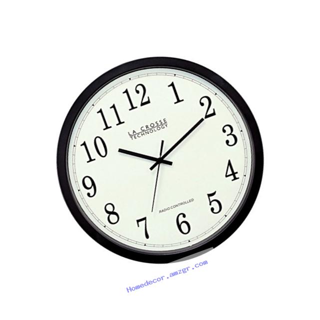 La Crosse Technology WT-3143A-INT 14-Inch Atomic Wall Clock, Black