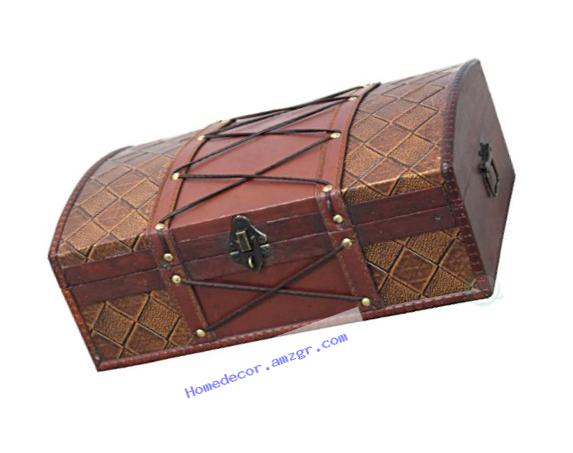 Vintiquewise(TM) Pirate Treasure Chest/Box with Leather X
