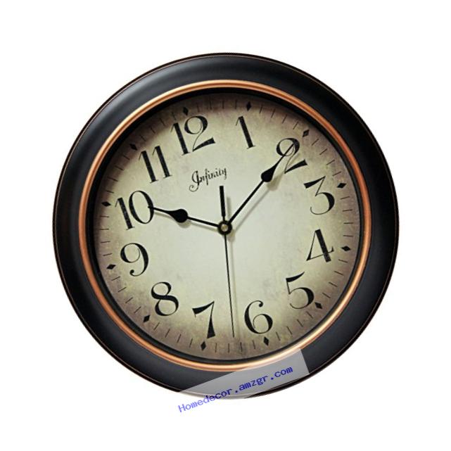 Infinity Instruments Precedent Silent Sweep 12 inch Wall Clock