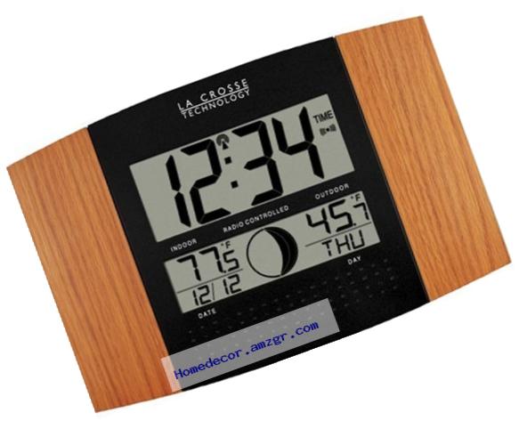 La Crosse Technology WS-8117U-IT-OAK Atomic Wall Clock with Outdoor Temperature