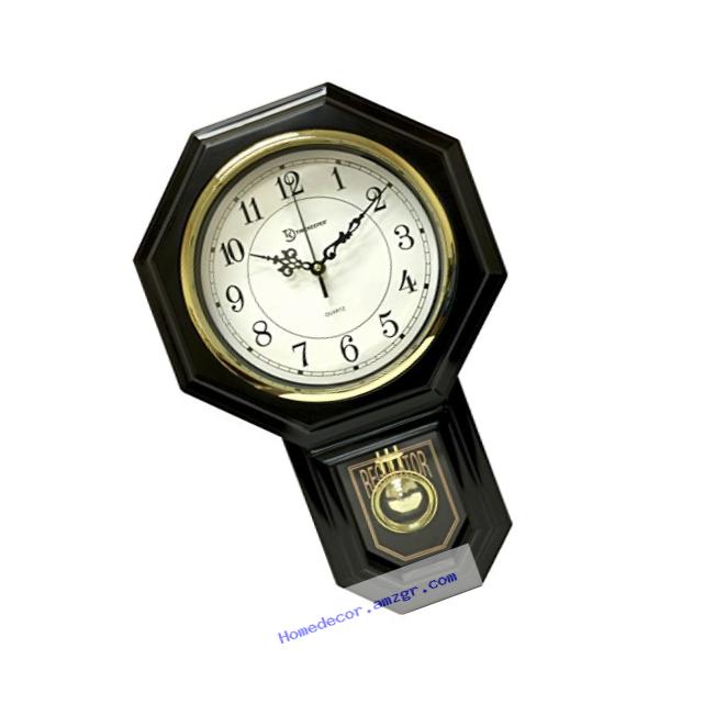 Timekeeper Essex Westminster Chime Faux Wood Pendulum Wall Clock  - Urban Mod, Black ( 17.5 Inch x 11.25 Inch )