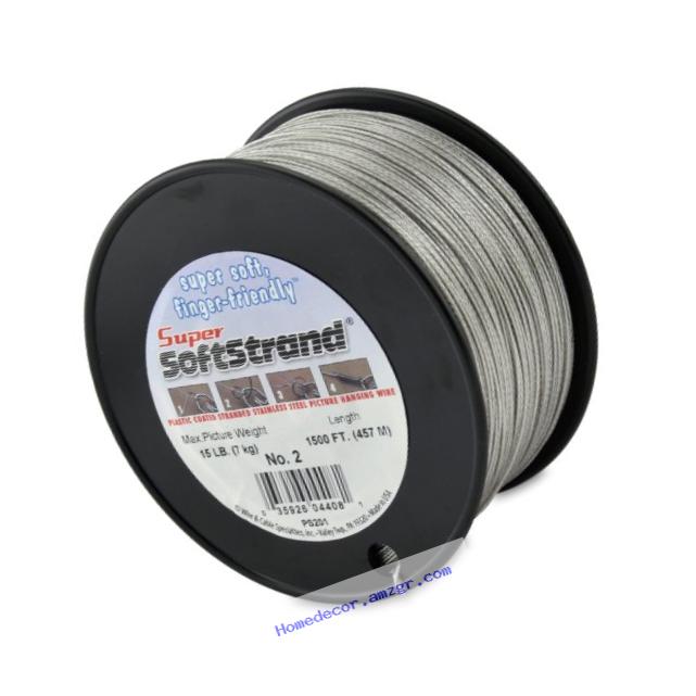 SuperSoftstrand Size 2 - 1,500-Feet Picture Wire Vinyl Coated Stranded Stainless Steel