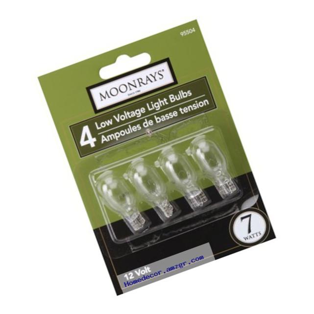 Moonrays 95504 Wedge Base Light Bulbs, 4 Pack, Clear, 7-Watt