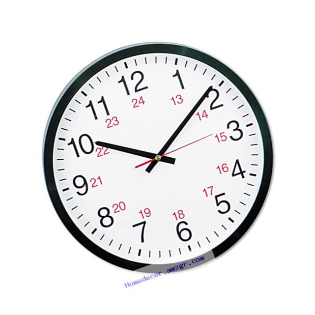 Universal 10441 - 24-Hour Round Wall Clock, 12.5in, Black