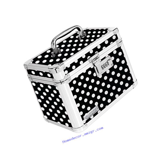 Vaultz Locking Personal Storage Box, 9.8 x 8 x 6.8 Inches, Black and White Polka Dot (VZ03714)