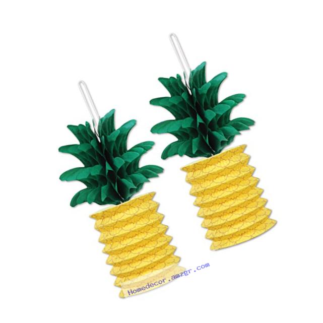 Beistle Pineapple Paper Lanterns, 10-Inch, Green/Yellow, 2 Count