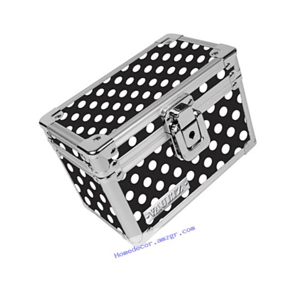Vaultz Locking 3 x 5 Index Card Box, Black and White Polka Dot (VZ03715)