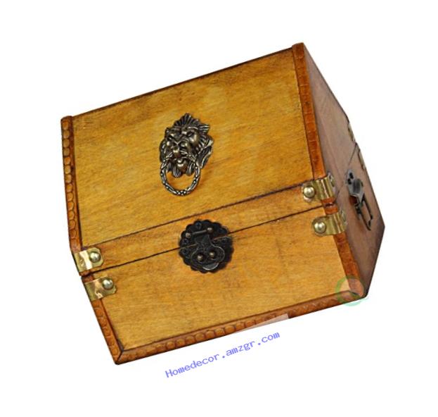 Vintiquewise(TM) Small Pirate Chest/Decorative Box with Lion Rings